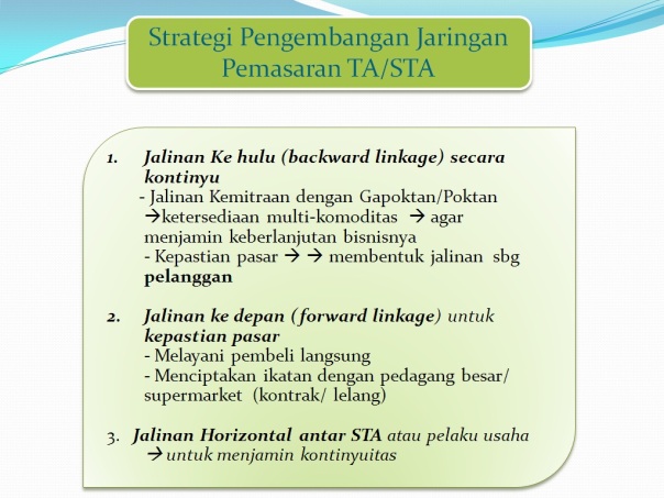 Strategi Pengembangan Jaringan Pemasaran TA/STA  THL-TBPP 